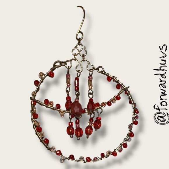 Bundle Sale 3 for $15 | Silver-tone Earrings with Red Dangling Beads - Picture 5 of 7
